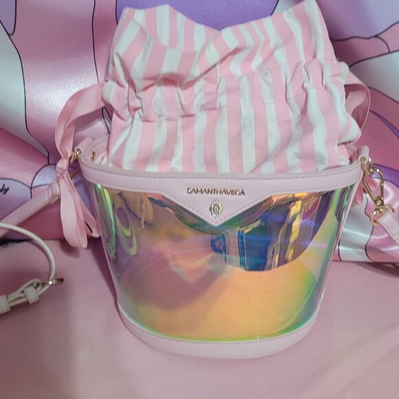 Purse Lot Samantha Vega Japan Holographic Purse Used Y2K Pink Handbag Crossbody - Picture 7 of 16